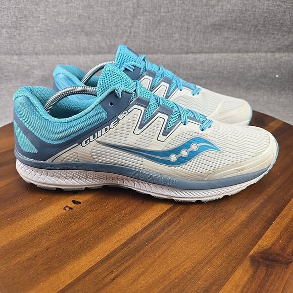 Saucony‎ Guide Iso Athletic Running Sneakders S10415-4 White Blue Womens Size 12 - Picture 1 of 14
